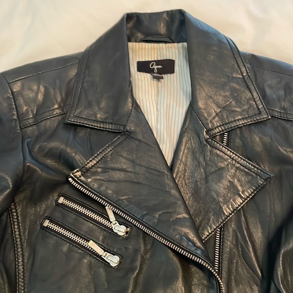 Aqua by Bloomingdale’s Black Leather Moto Jacket - Picture 8 of 12
